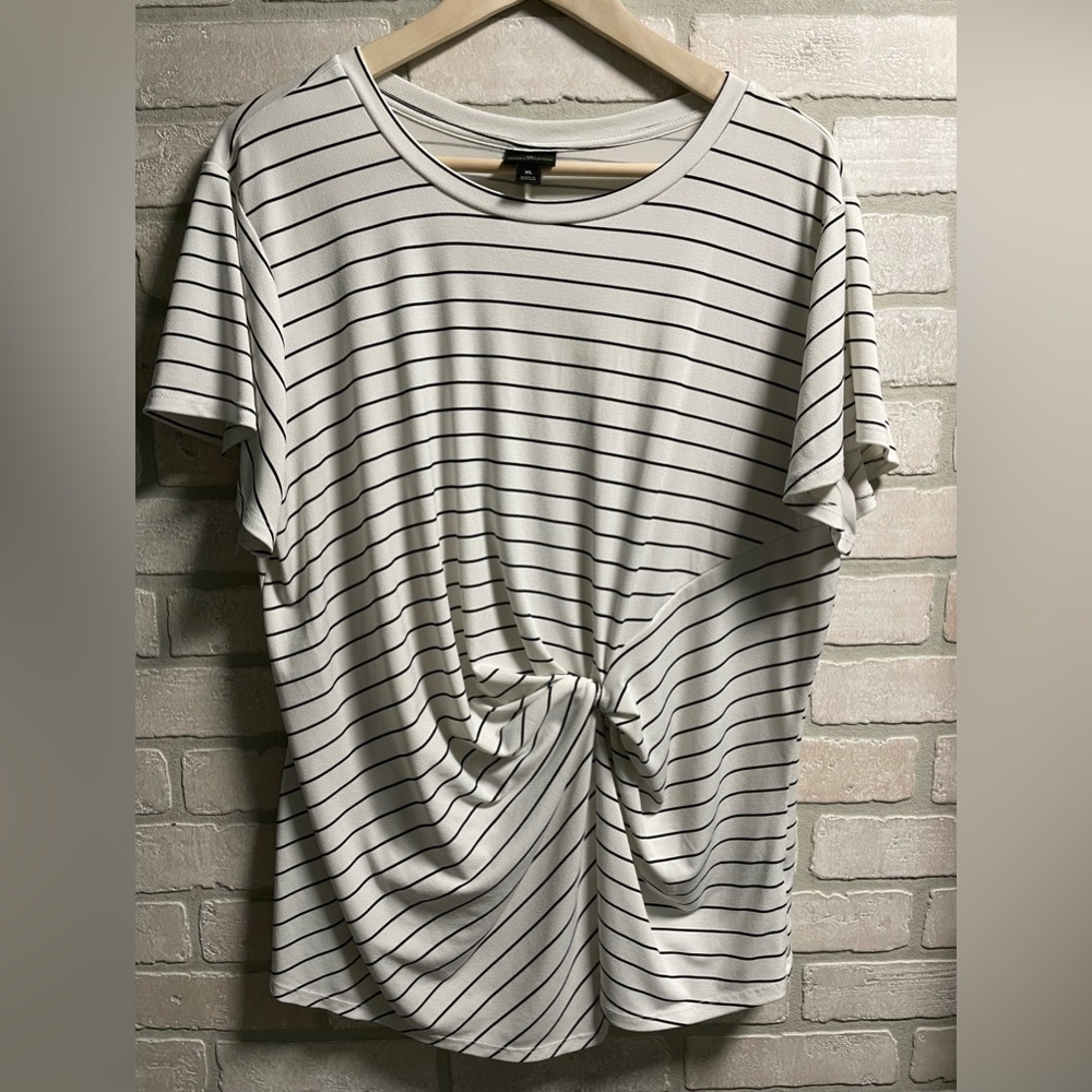 Worthington white and black striped Blouse XL